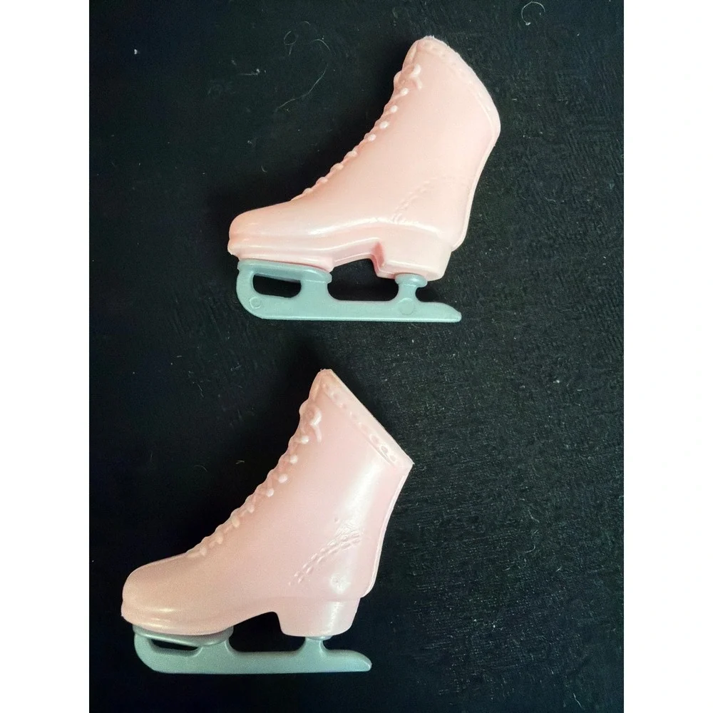 Barbie Pink Ice Skates Doll Accessories Silver Blade Figure Skating Shoes Pair - Picture 2 of 2